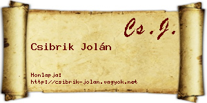 Csibrik Jolán névjegykártya